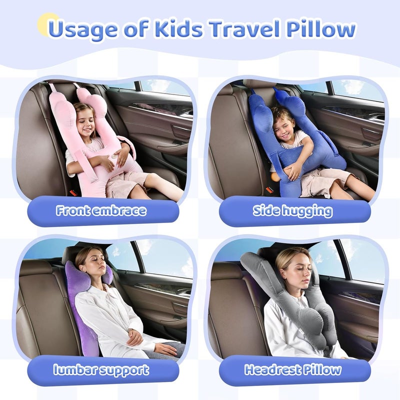 FLORICH Kids Travel Pillow, Car Sleeping Travel Pillow for Kids, Washable H-Shaped Pillow for Adults and Children to Support Head and Body for Road Trips Pillow for Car (Blue) - Image 5